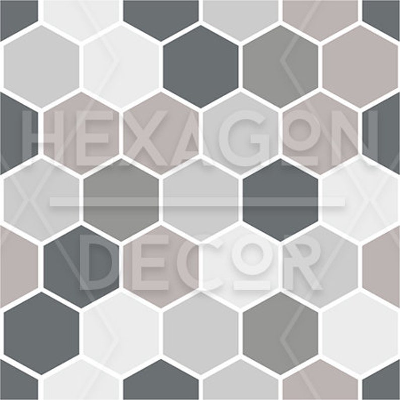 Removable Vinyl Wallpaper Grey hexagon wallpaper Wall Mural #60W Self-Adhesive Hexa in Smoke