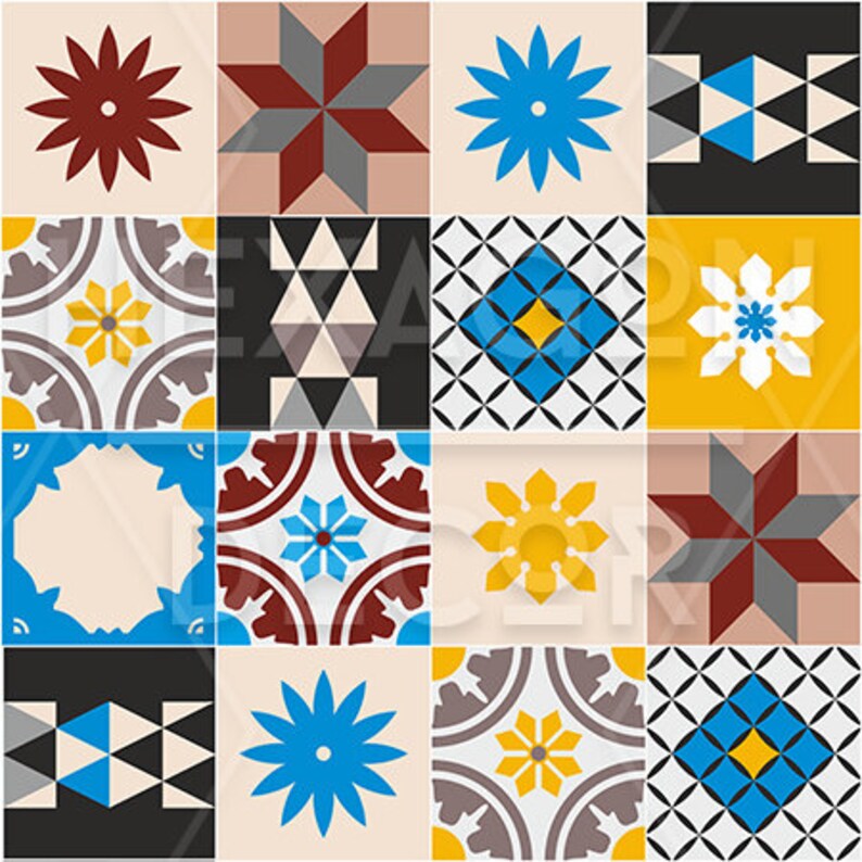 Colorful talavera wallpaper Self-Adhesive Wall Mural 43W ...