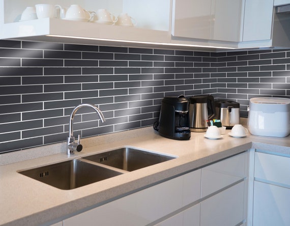 Dark Blue Brick Tile Vinyl Splashback L Stick Wall Dark Blue Brick Tile Vinyl Splashback