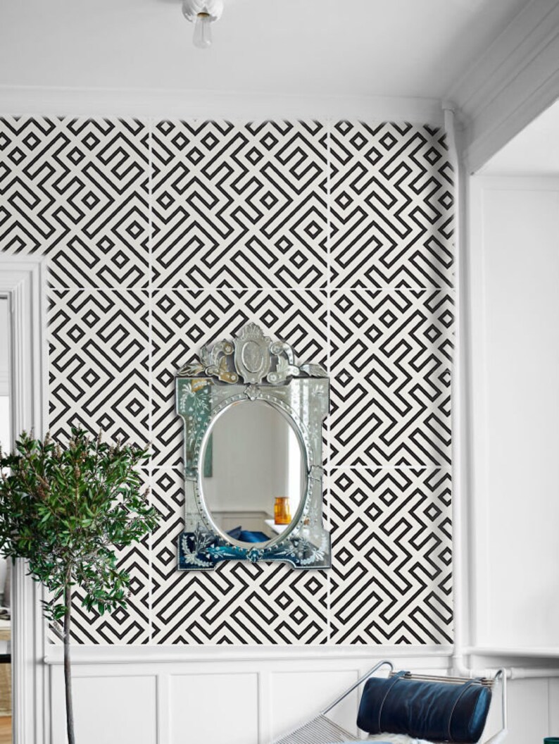 Geometric Maze Tile Decal Decals Removable Tile Decals Etsy