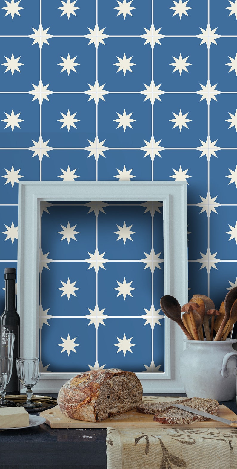 Blue Moroccan Greek Wallpaper Moroccan Starry Night Cobal Etsy Blue Moroccan Greek Wallpaper Moroccan Starry Night Cobal Etsy