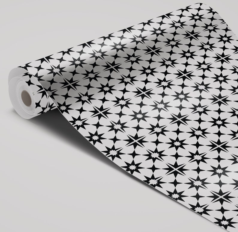 Aztec Starry Black and White Floor Tile Sticker Morroccan Etsy