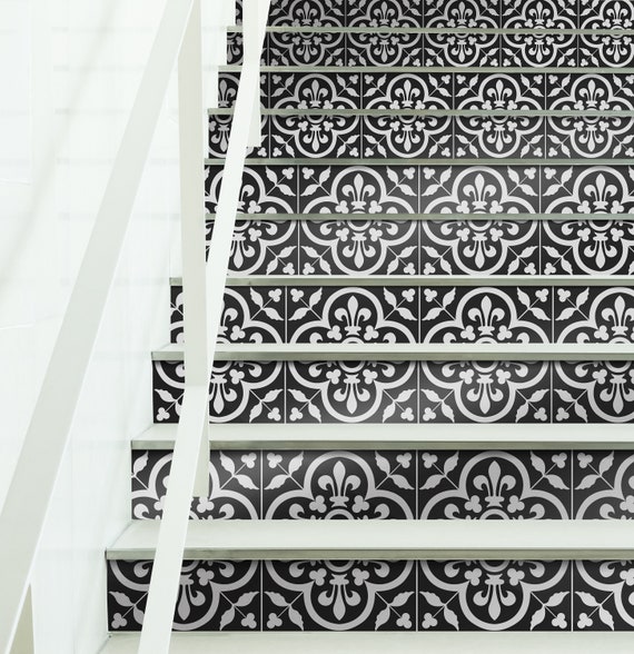 Schwarze Marokkanische Treppenfliesen Aufkleber Schwarze Etsy