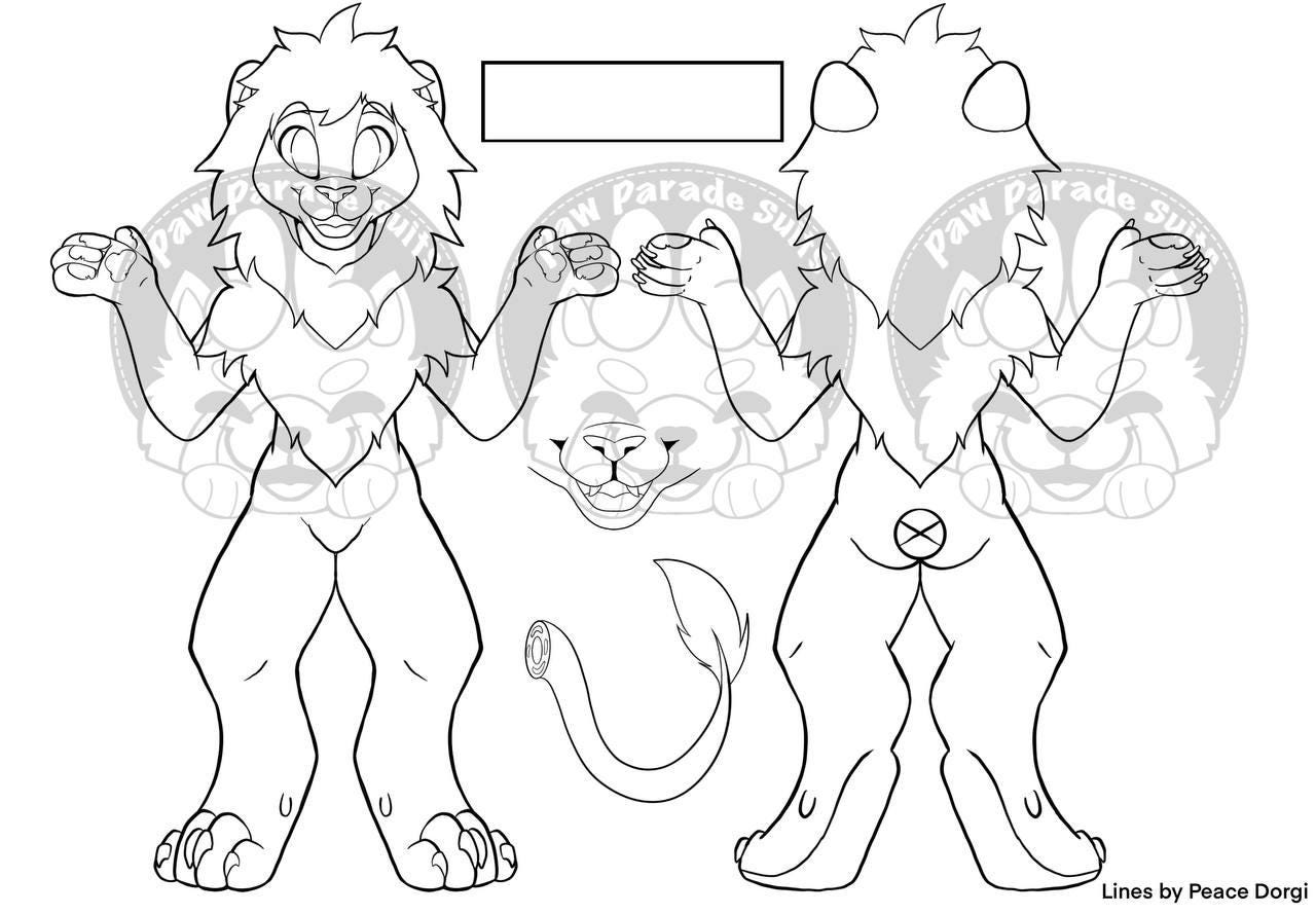 Lion Furry Anthro Character Reference Sheet Base - Etsy