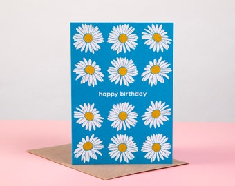 Joyeux anniversaire Letterpress Card | | de cartes en aluminium Carte de vœux Daisy