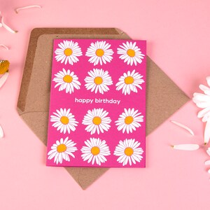 Happy Birthday Letterpress Card Foil Card Daisy Greeting Card image 3