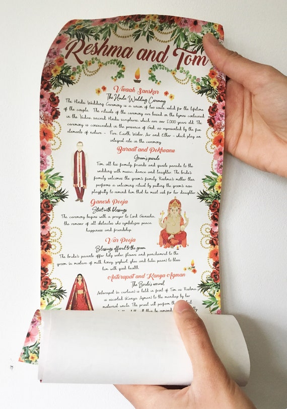 Hindu Ceremony Program Hindu Wedding Program Indian Wedding Etsy