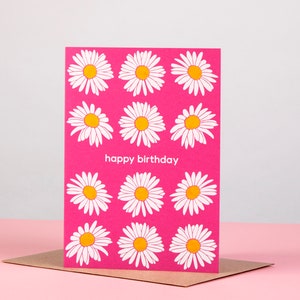 Happy Birthday Letterpress Card Foil Card Daisy Greeting Card image 1