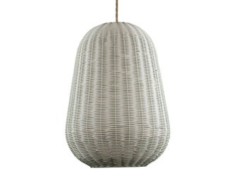 White Egg Lamp Rattan Basket Lampshade Pendant Light Fixture Boho Decoration