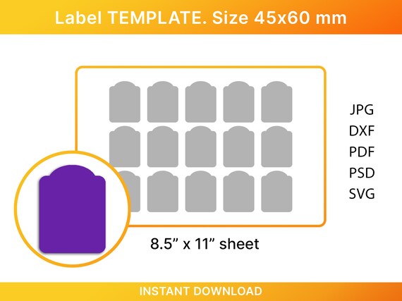 Label Tamplate. 8.5x11 Sheet Printable Instant | Etsy
