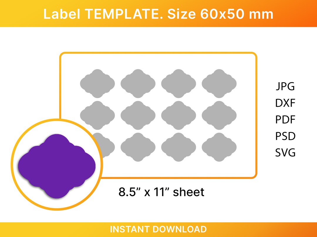 Label Tamplate. 8.5x11 Sheet Printable Instant - Etsy
