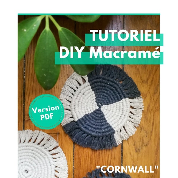 Tutoriel Macrame DIY décoration sous tasses "Cornwall" - PDF téléchargement instantané + Vidéo