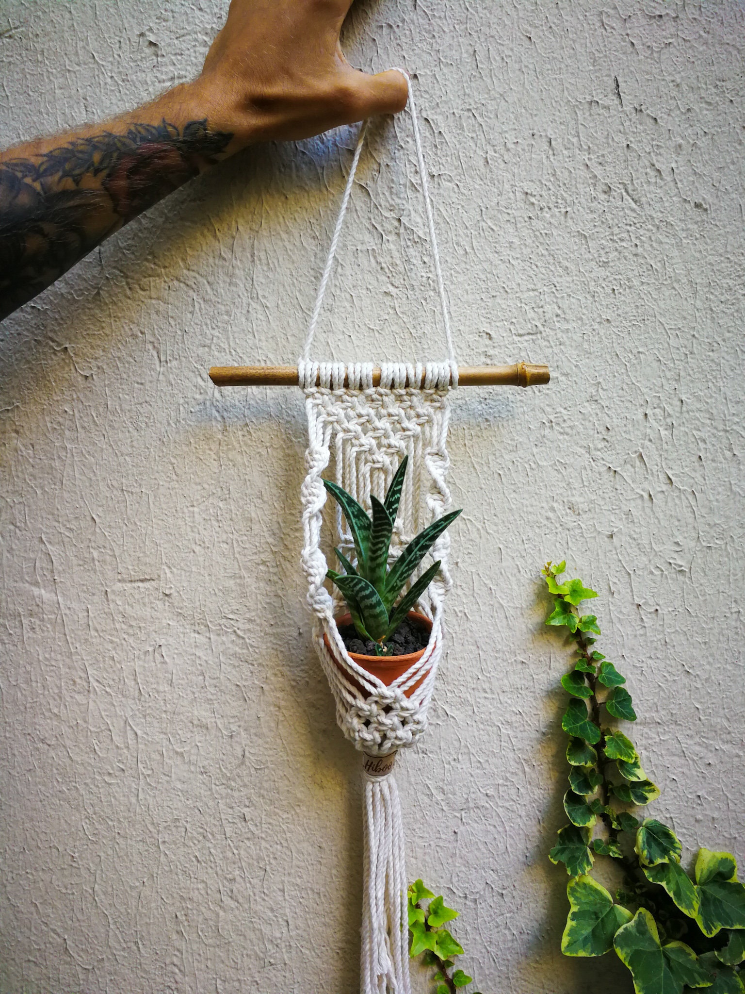 Melbourne Suspension Pour Plante - Macramé Fait Main, en Coton 100% Recyclé