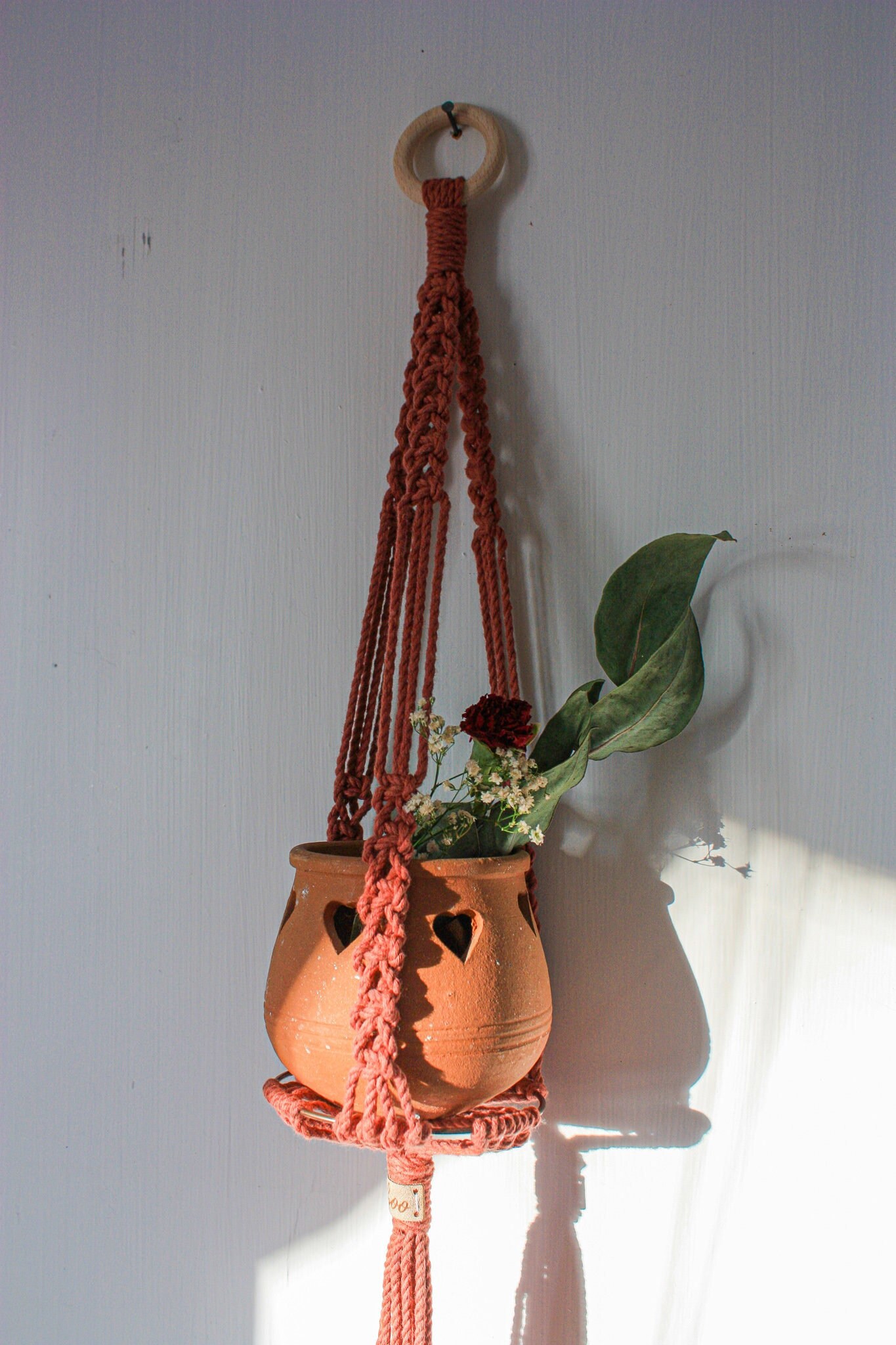 Järvsö Suspension Pour Plante - Macramé Fait Main, en Coton 100% Recyclé