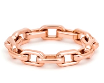 Link Chain Shape Ring in 14k Solid Rose Gold