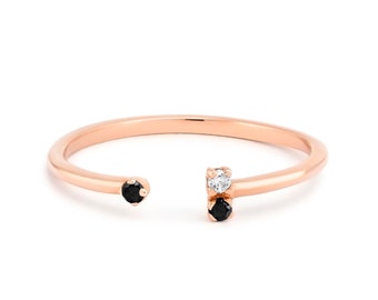 Open Diamond Ring, Diamond Ring Solid 14K Gold
