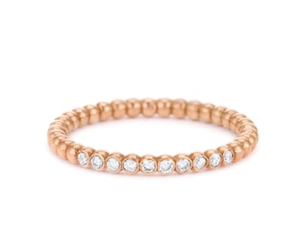 Micro Pave Diamond Wedding Band, Full Eternity Band in 14k Solid Gold