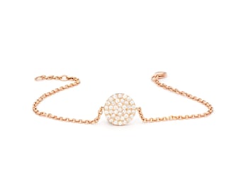 14k Rose Gold and Genuine Infinity Diamond Bracelet, Infinity Dainty Delicate  Chain Bracelet, Round Shape Bracelet