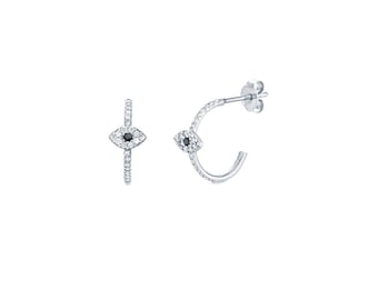 14K Solid Rose Gold Eye Hoop Earrings