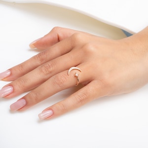 Moon And Star Ring / 14k Gold / Diamond Ring Moon And Star / Moon Ring / Star Ring / Moon and Star Ring /  Adjustable Ring / Ring /by Eloise