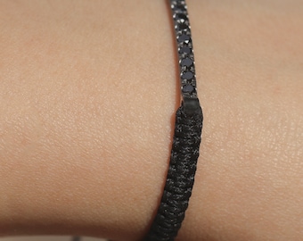 0.50 ctw black diamond bar bracelet in solid 14k gold-diamond friendship bracelet in 14k gold - Dainty Diamond Bracelet,Unisex, gift for her