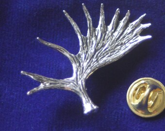 Moose Antler Pewter Lapel Pin Badge with Gift Pouch