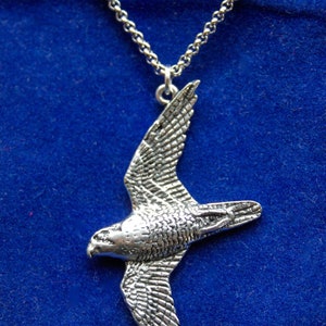 Peregrine Falcon Pewter Pendant Necklace with Gift Pouch