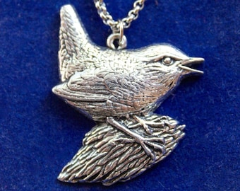 Wren Pewter Pendant Necklace with Gift Pouch