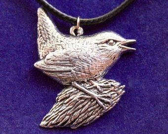 Wren Pewter Pendant Necklace with Gift Pouch