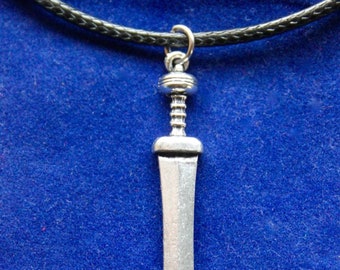 Roman Gladius Sword Pewter Pendant Necklace with Gift Pouch