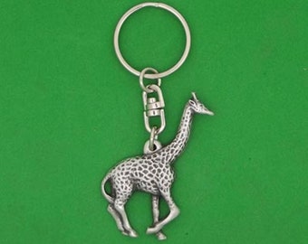 Porte-clés en étain girafe avec pochette cadeau