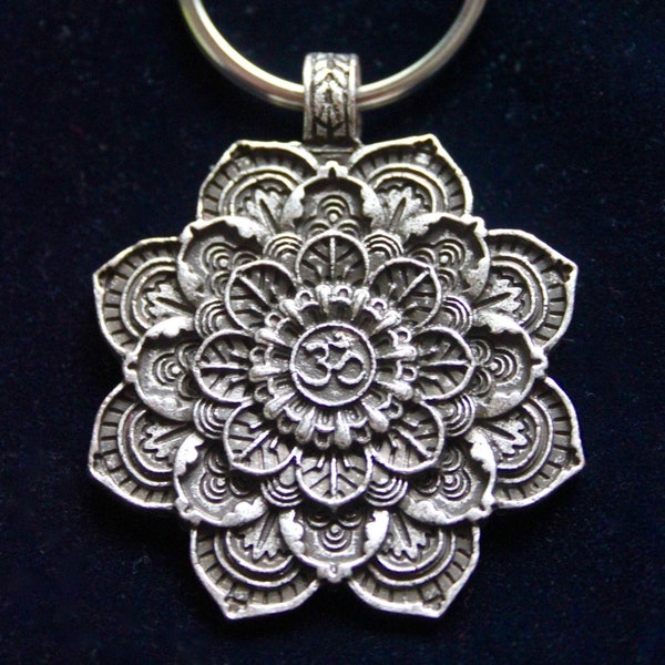 Lotus Mandala Keyring with Gift Pouch