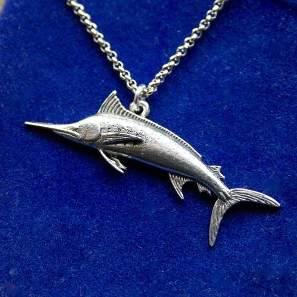 Marlin Pewter Pendant Necklace with Gift Pouch