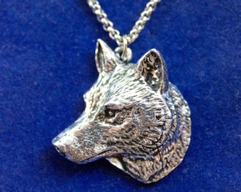 Wolf Pewter Pendant Necklace with Gift Pouch