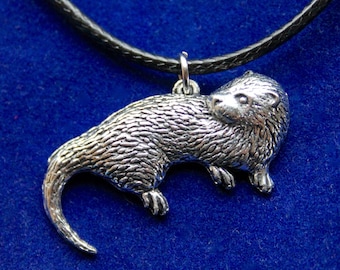 Otter Pewter Pendant Necklace with Gift Pouch
