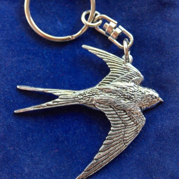 Swallow Pewter Keyring with Gift Pouch