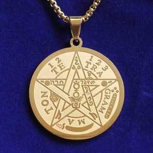 Gold Coloured Tetragram Tetragrammaton Pendant Necklace with Gift Pouch