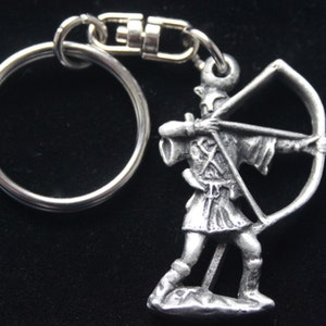 Robin Hood Keyring | Robin Hood Present Idea | Silver Pewter and Stainless Steel | Gift Pouch Included