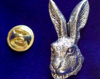 Hare Pewter Lapel Pin Badge with Gift Pouch