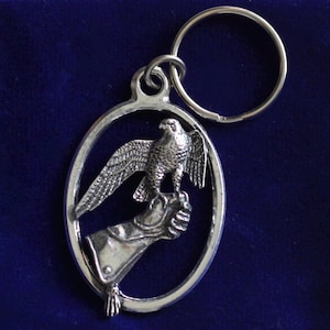 Falconry Keyring | Falconry Present Idea | Silver Pewter and Stainless Steel | Gift Pouch Included