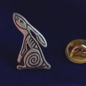 Moon Gazing Hare Pewter Lapel Pin Badge with Gift Pouch