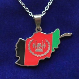 halskette schmuck edelstahl emaille afghanistan karte flagge
