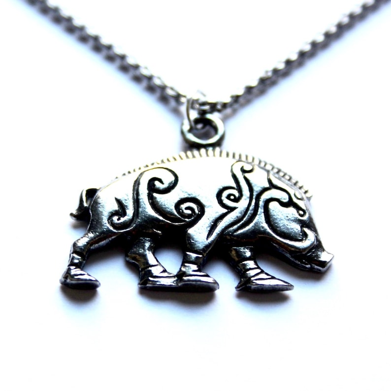 Pictish Boar Pewter Pendant Chain Necklace With Gift Pouch - Etsy