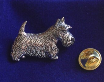 Broche Vintage Fantaisie - Chien Terrier Écossais - Couleur Dorée - Occasion