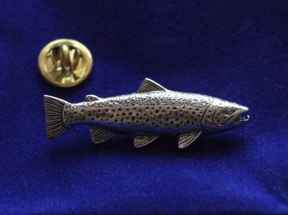 Spilla Da Bavero In Peltro Placcato Oro Con Pesce Salmone, Gioco - Foto 11