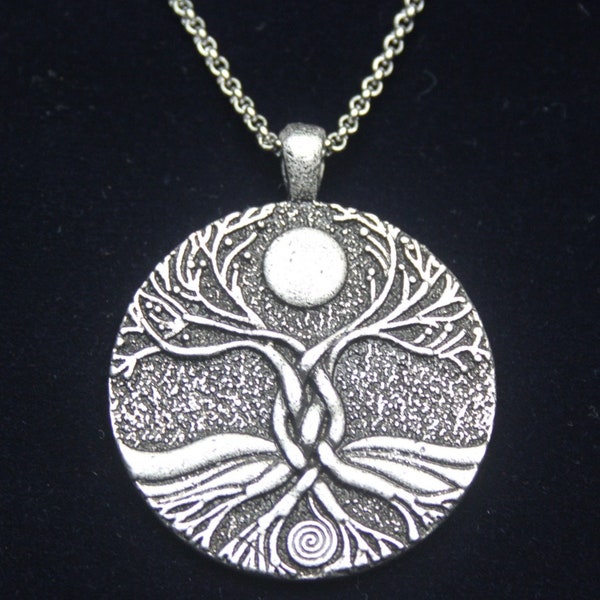 Tree of Life Full Moon Pendant Necklace with Gift Pouch