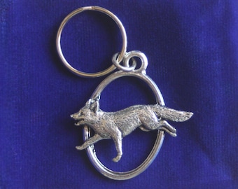 Llavero de zorro / Idea de regalo para amantes de los zorros / Plata, peltre y acero inoxidable / Incluye bolsa de regalo