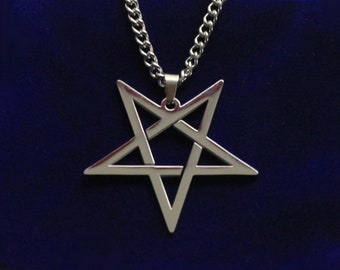 Collier pendentif pentagramme inversé avec pochette cadeau