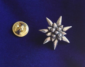 Edelweiss Pewter Lapel Pin Badge with Gift Pouch