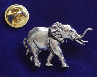 Elephant Pewter Lapel Pin Badge with Gift Pouch